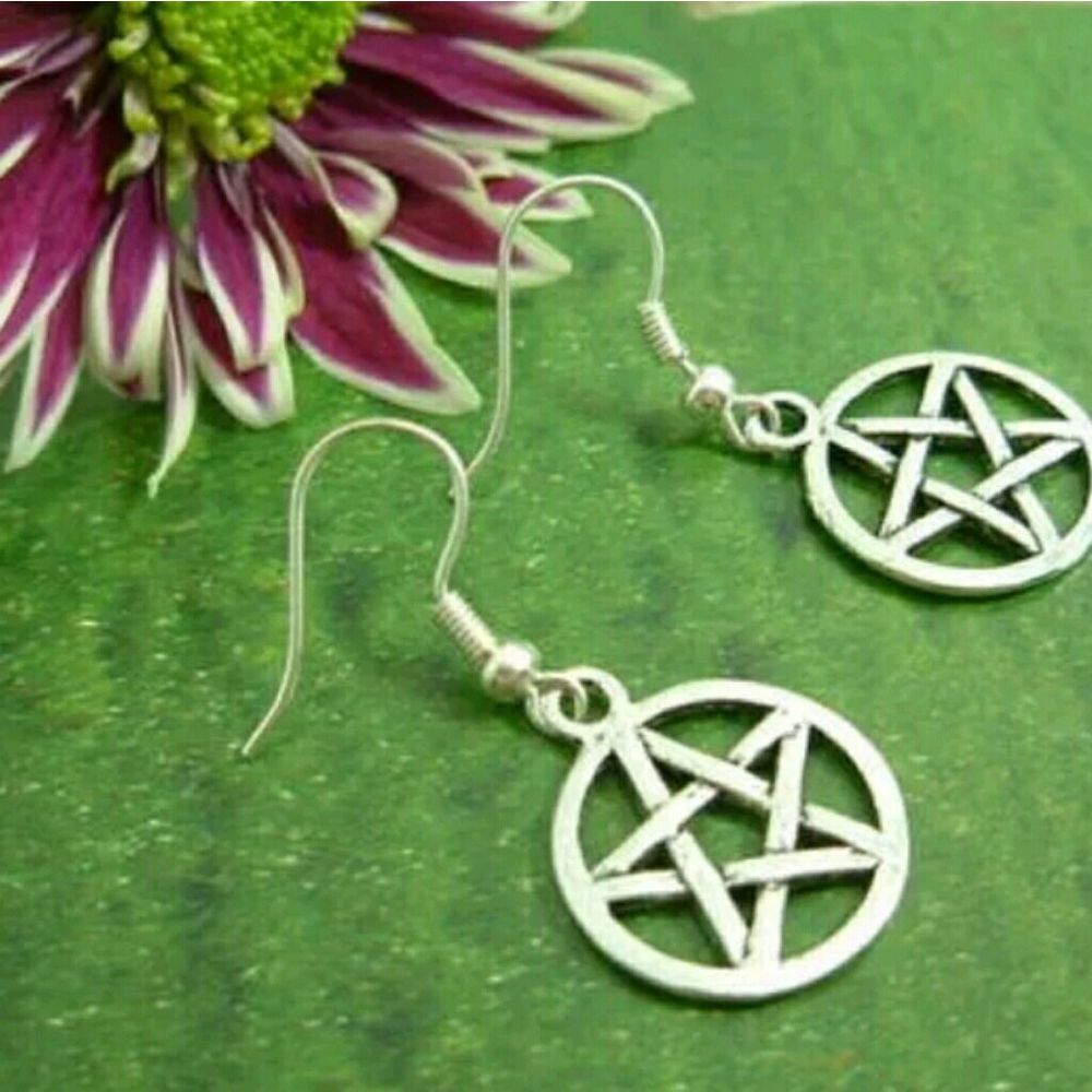 - pentagram earrings new w bonus Gift - Picture 2 of 4